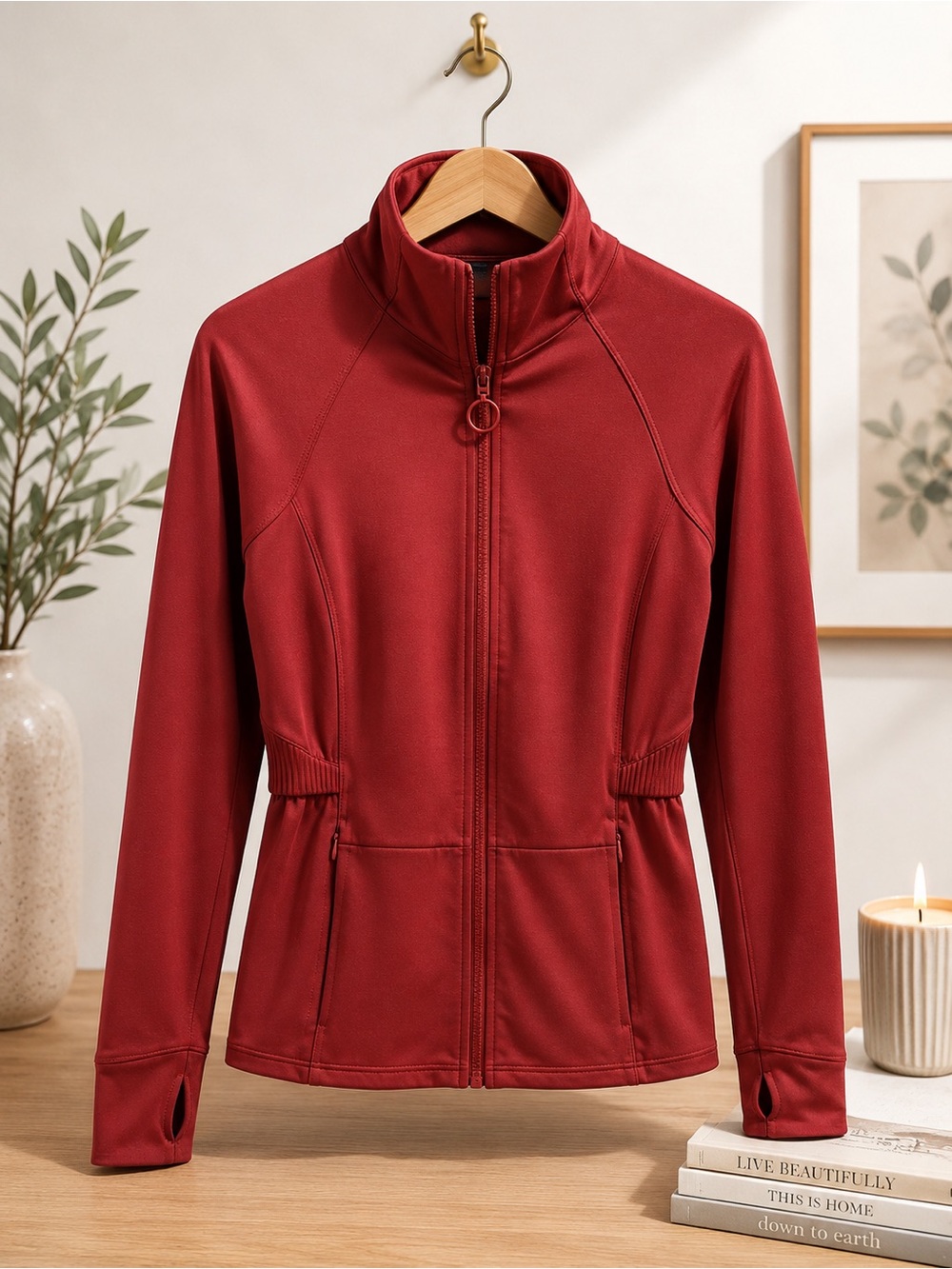 Women's Red Zip-Front Active Jacket